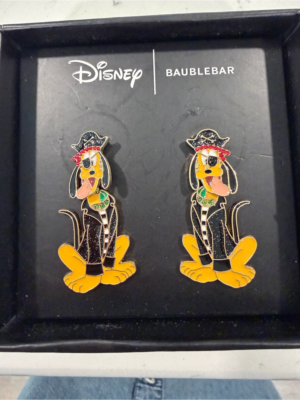 Disney BaubleBar Pluto Enamel Earrings in Yellow, Black, Green, Red